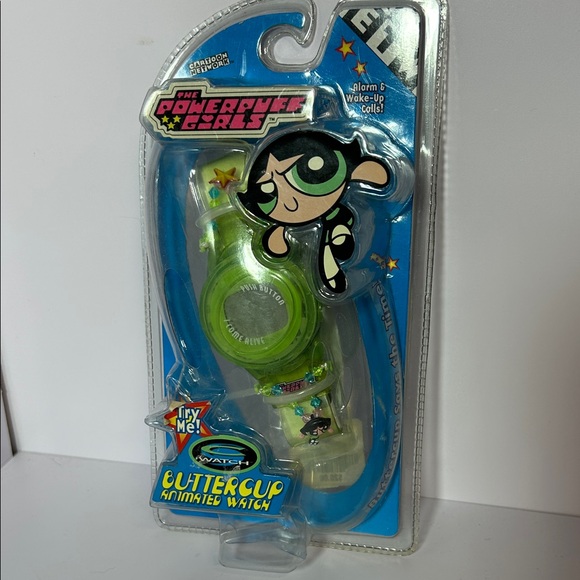 VINTAGE 1999 POWERPUFF GIRLS BUTTERCUP ANIMATED WATCH NEEDS BATTERIES NEW SEALED